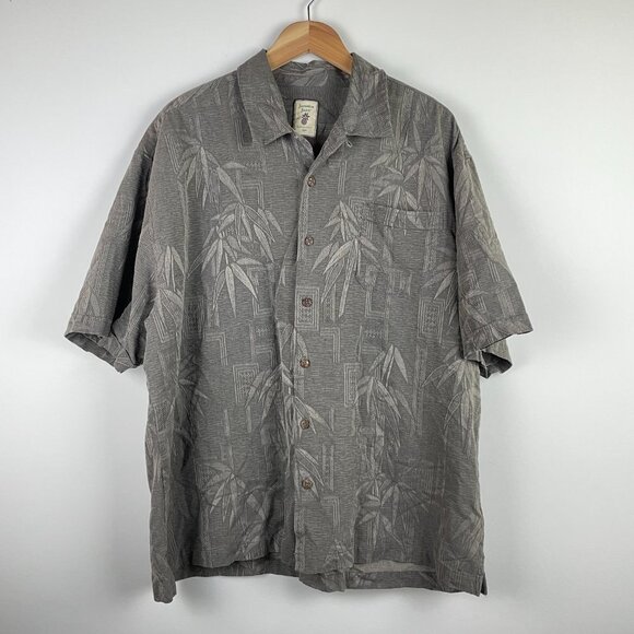 Jamaica Jaxx Hawaiian Brown Bamboo Pattern Men’s Shirt - Size XXL- 100% Silk - Picture 1 of 8